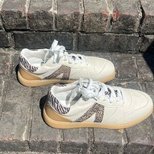 MIA Cream and Tan Sneakers with Animal Print (Worn Once)